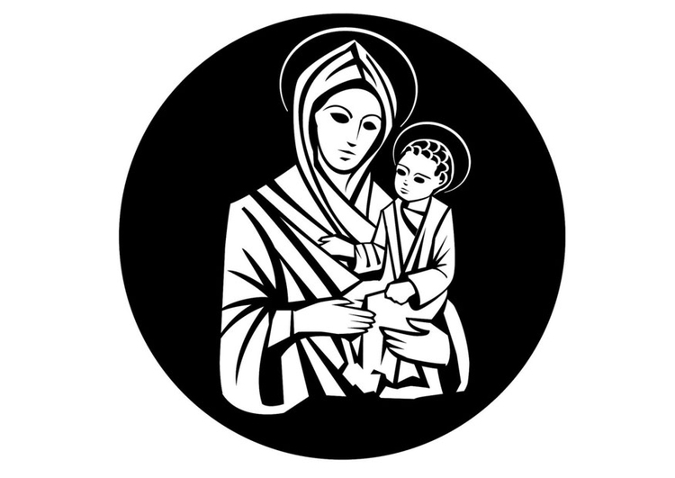 Coloring page mary and jesus