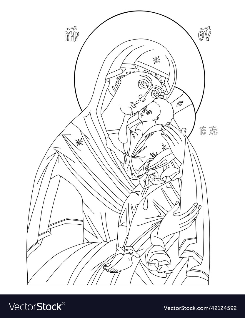 Orthodox icon of virgin holy mother god royalty free vector