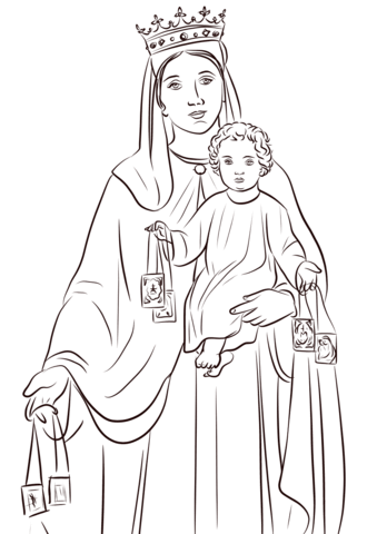 Our lady of carmel coloring page free printable coloring pages