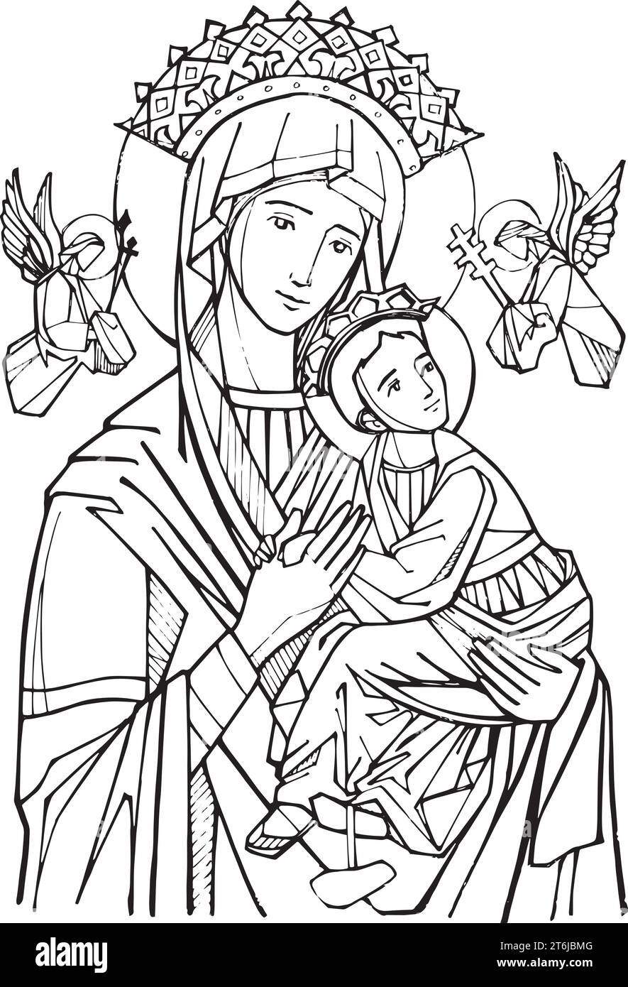 Virgin mary and baby jesus black and white stock photos images