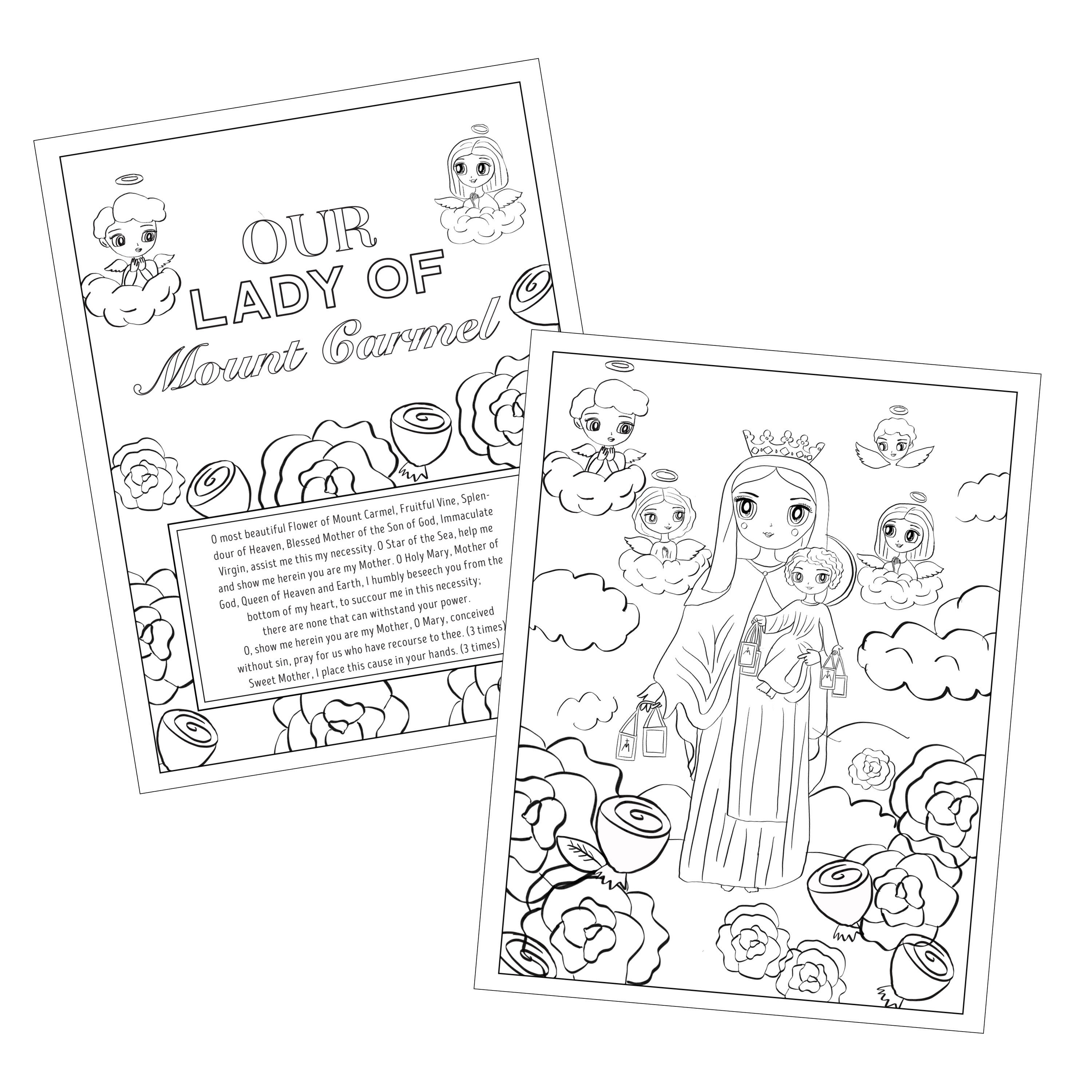 Our lady of mount carmel coloring page