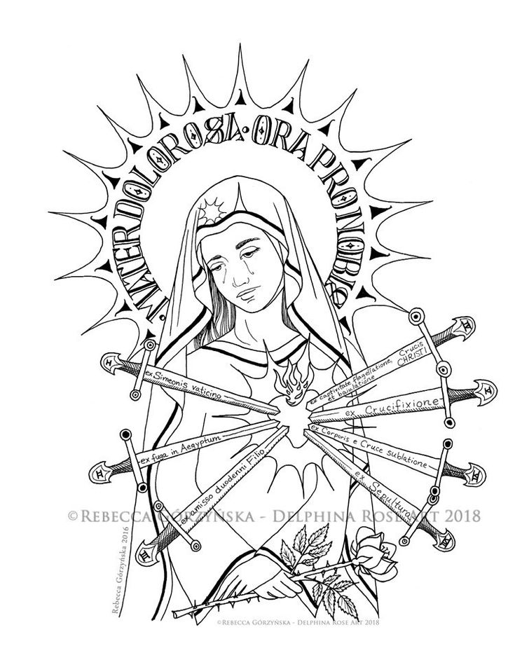 Our lady of sorrows catholic coloring page