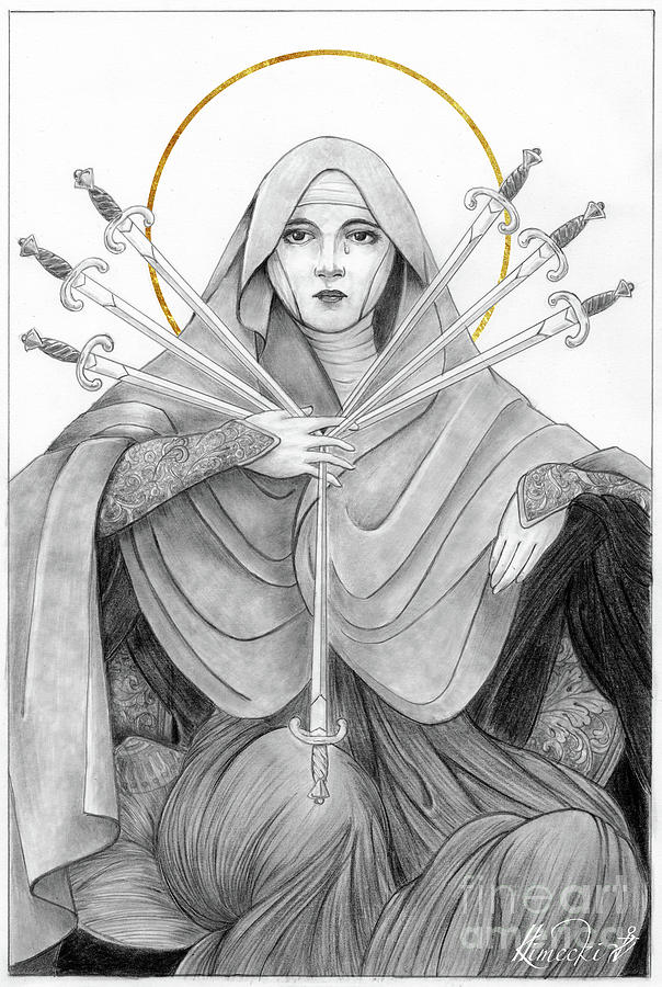 Our lady of sorrows drawing by lawrence or annita klimecki