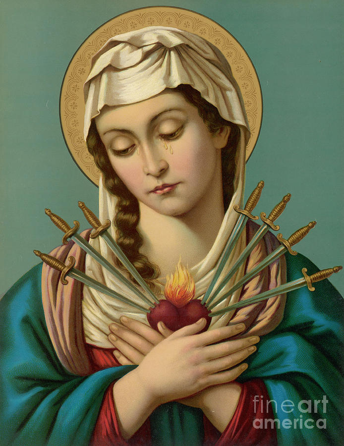 Mary our lady of the seven sorrows drawing by mary evans picture library