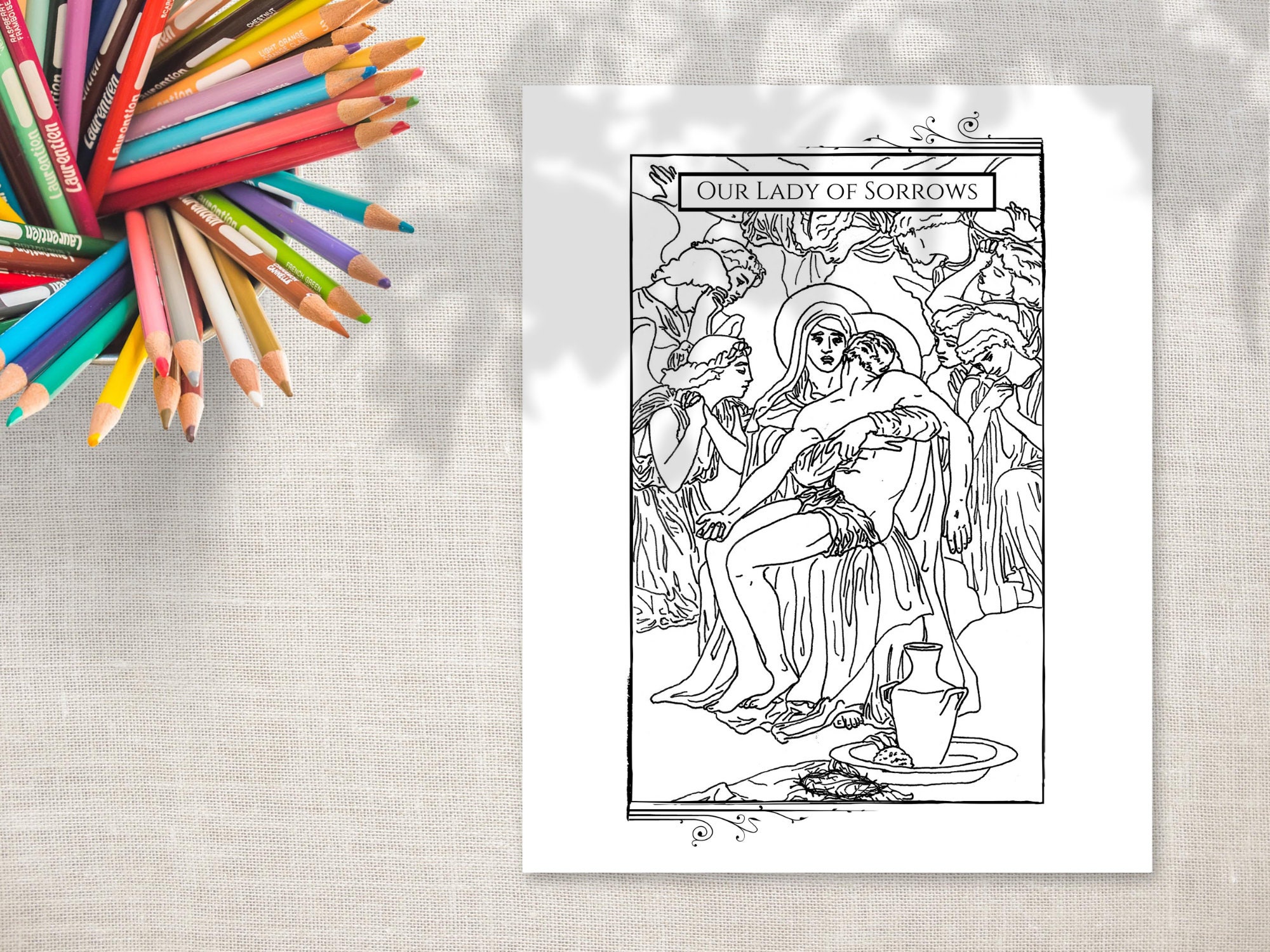 Printable coloring page our lady of sorrows catholic coloring page printable coloring page