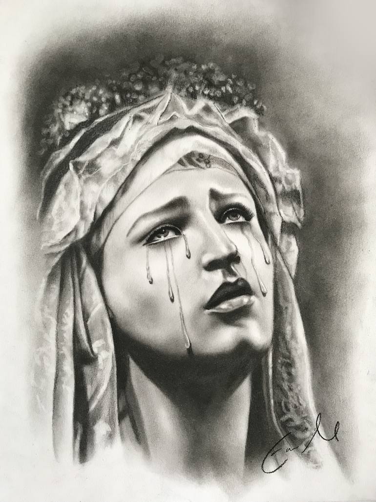 Our lady of sorrows statue drawing by eric armusik saatchi art