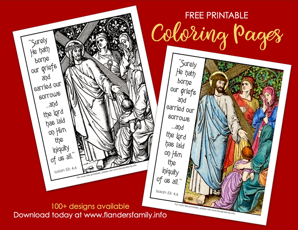 He carried our sorrows coloring page