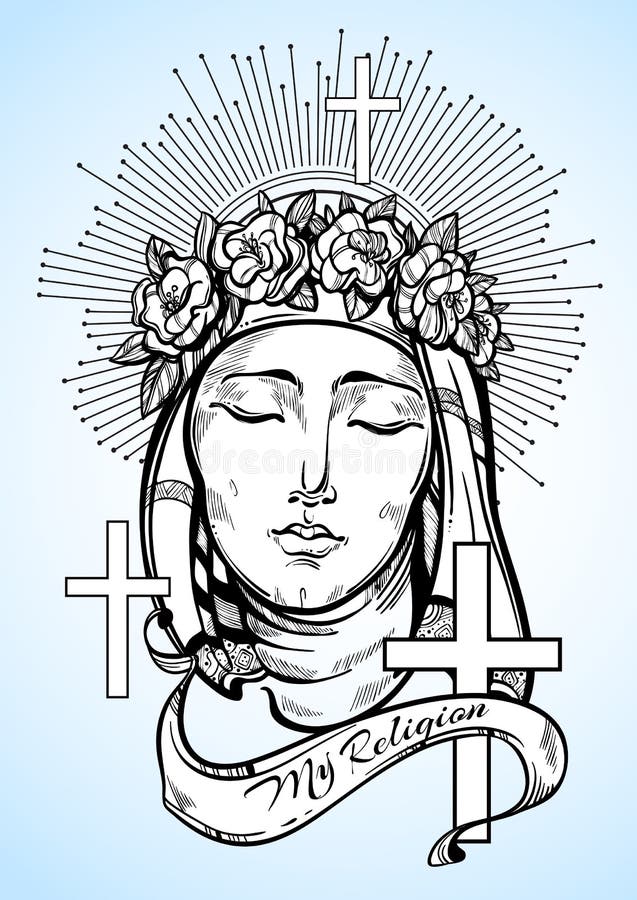 Our lady of sorrows symbol of christianity and outstanding faith religious vector illustration great for print posters stock vector