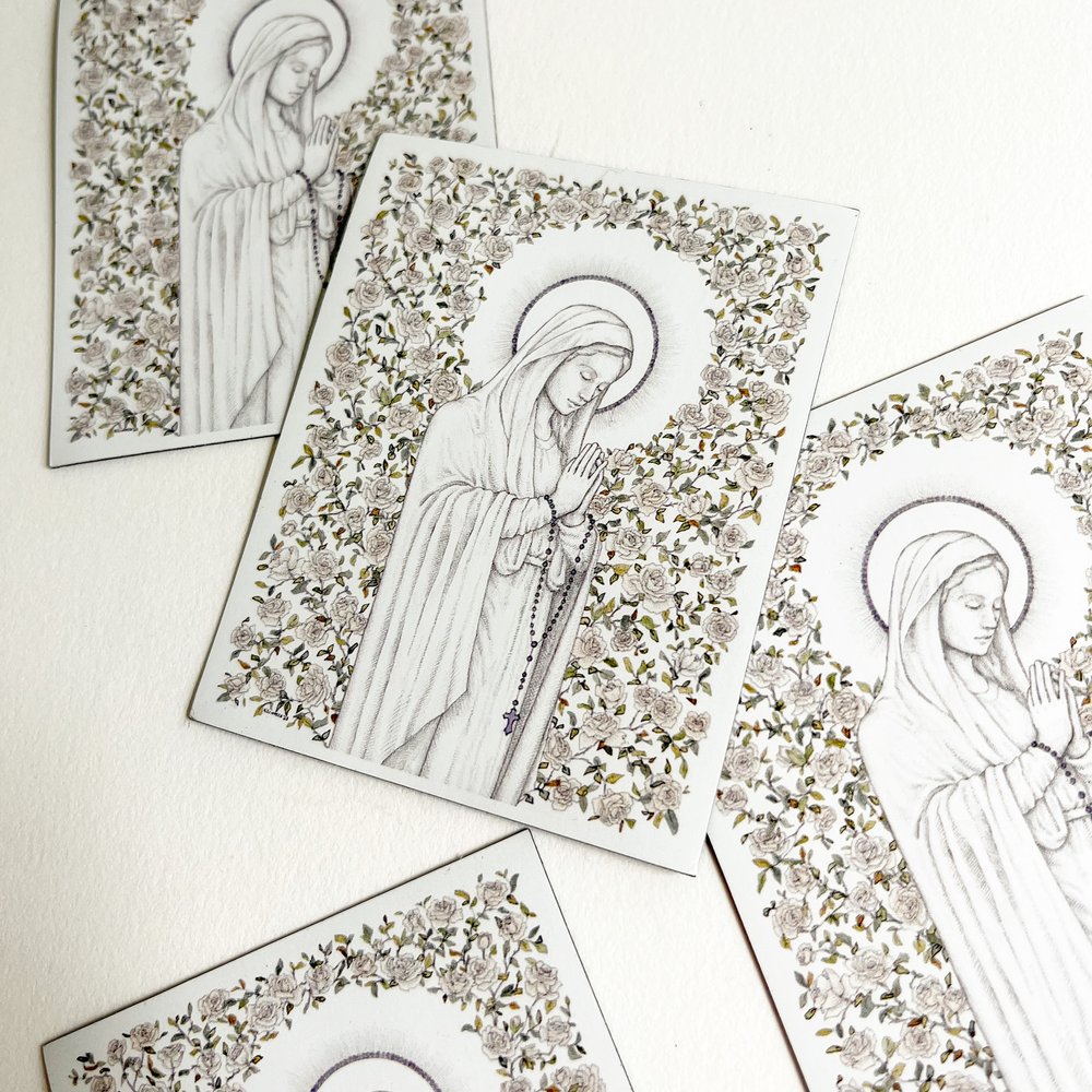 Our lady of the rosary catholic art magnet â kate scimeca art