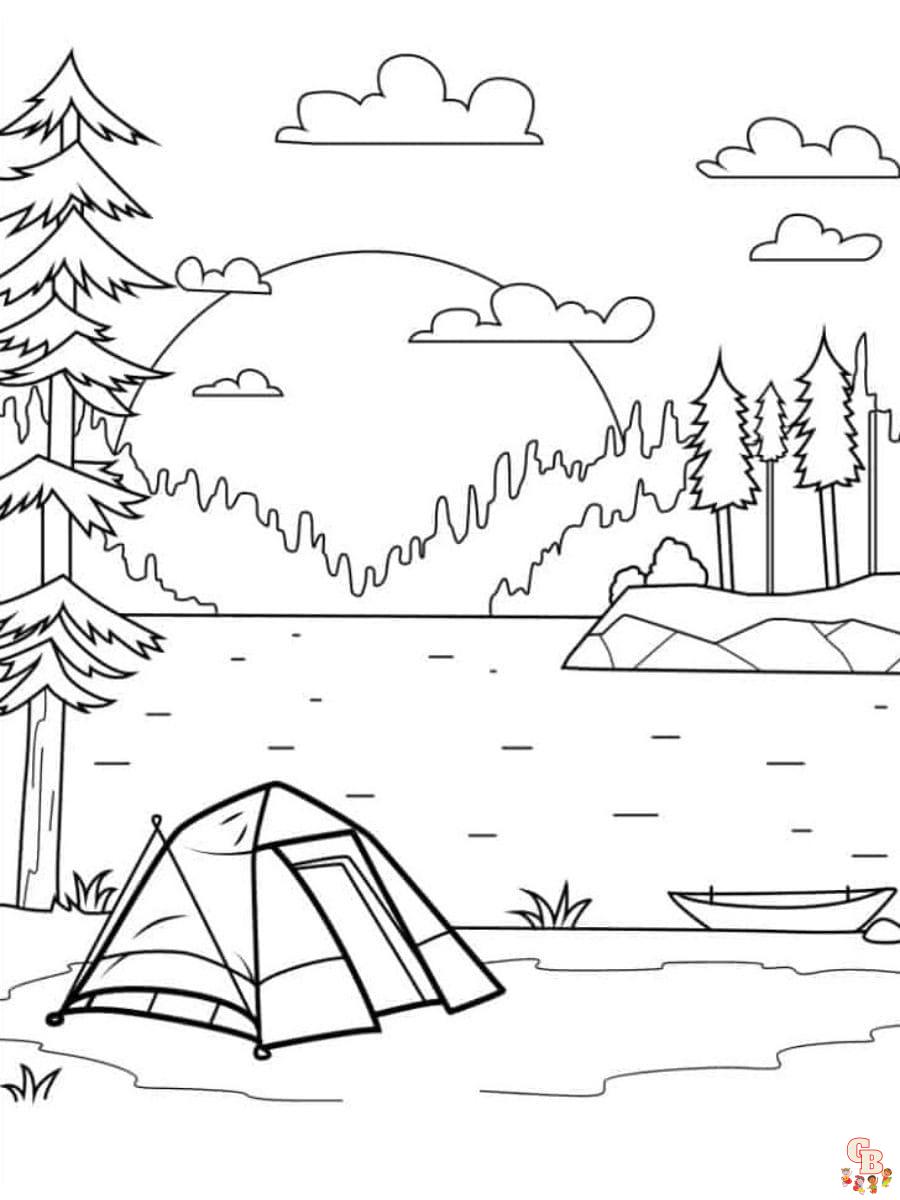 Printable tent coloring pages free for kids and adults