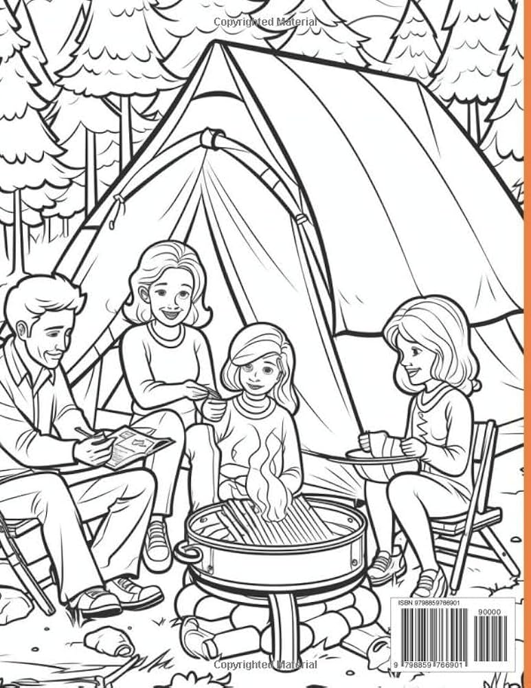 Camping coloring sheets over pages of outdoor tent camping illustrations coloring word searches camping activities for teens kids adults stanton austin books