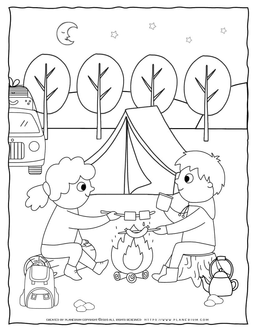 Campfire coloring page