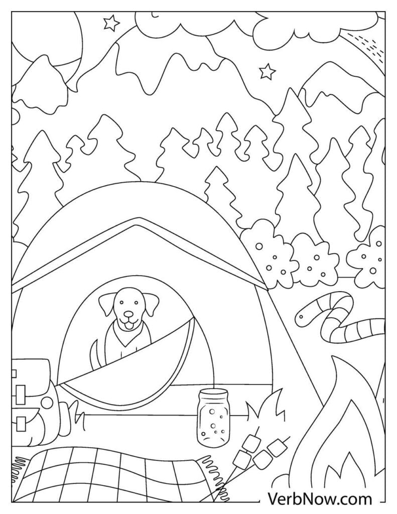 Free camping coloring pages book for download printable pdf