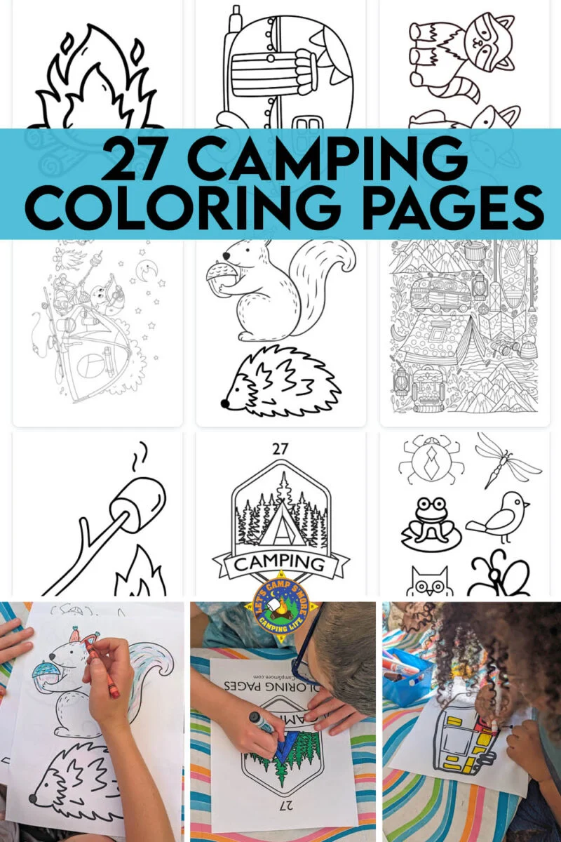 Free camping coloring pages from lets camp smoreâ