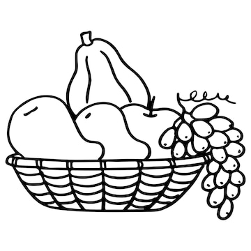 Premium vector fruit basket coloring page for kids vector illustration eps and image