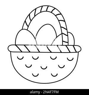 Easter basket coloring page colored illustration stock vector image art