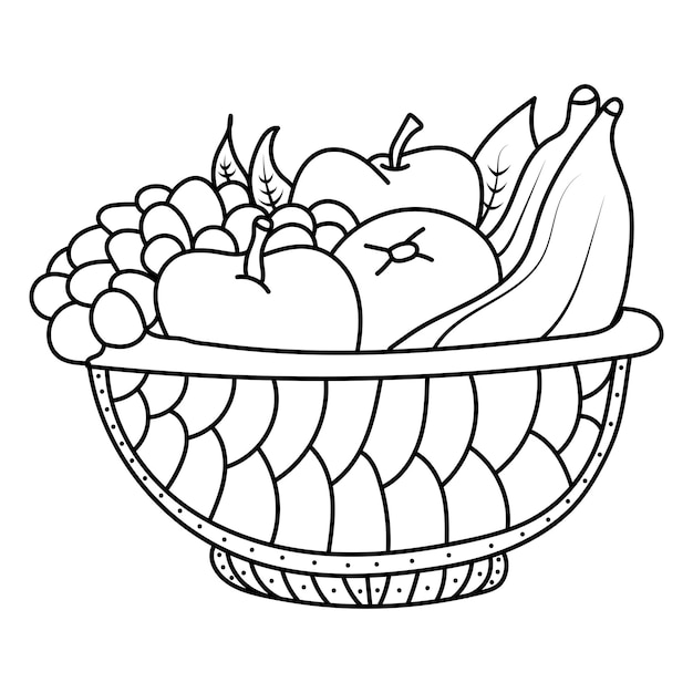 Premium vector fruit basket coloring page for kids vector illustration eps and image