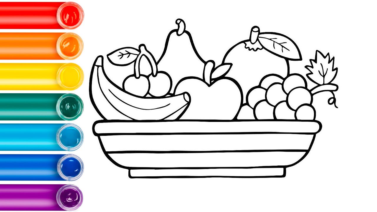 Fruit basket color coloring book page color with dona