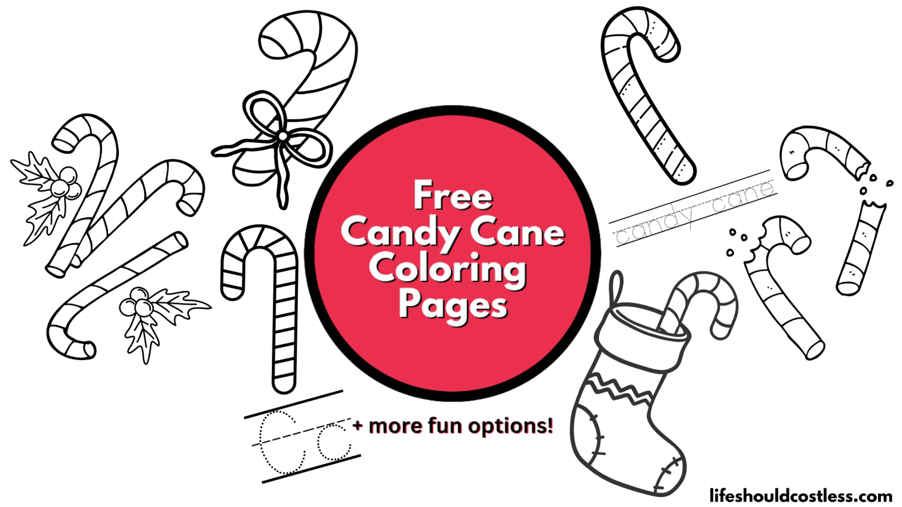 Candy cane coloring pages free printable pdf templates