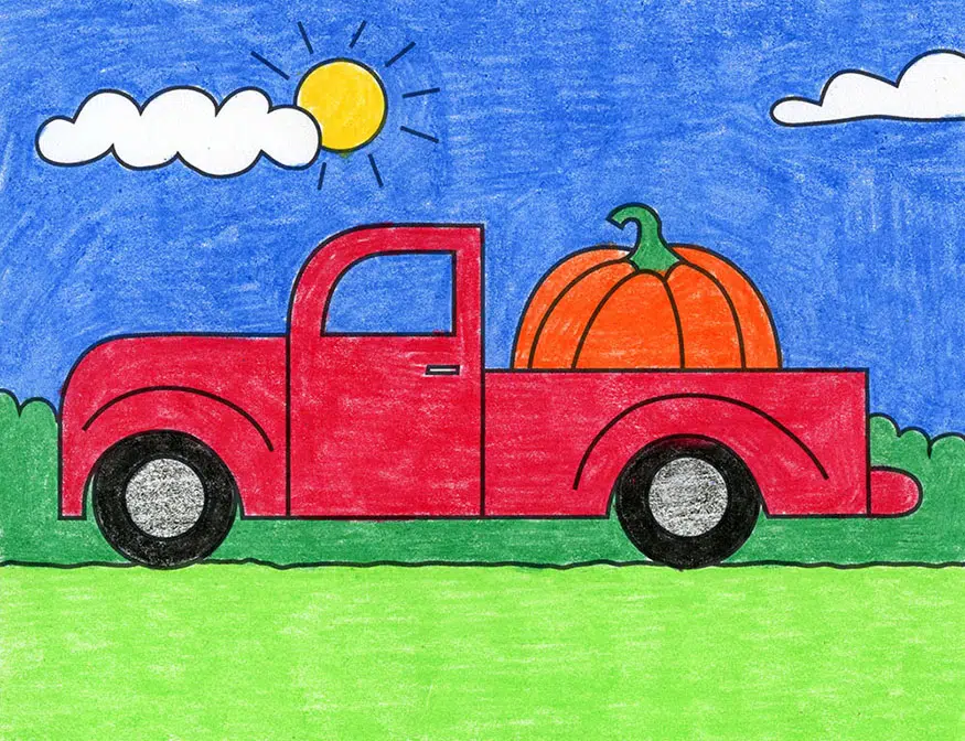 How to draw a pickup truck tutorial and truck coloring page