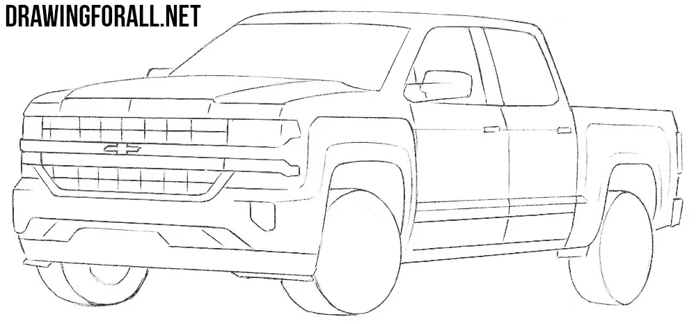 How to draw a chevy silverado