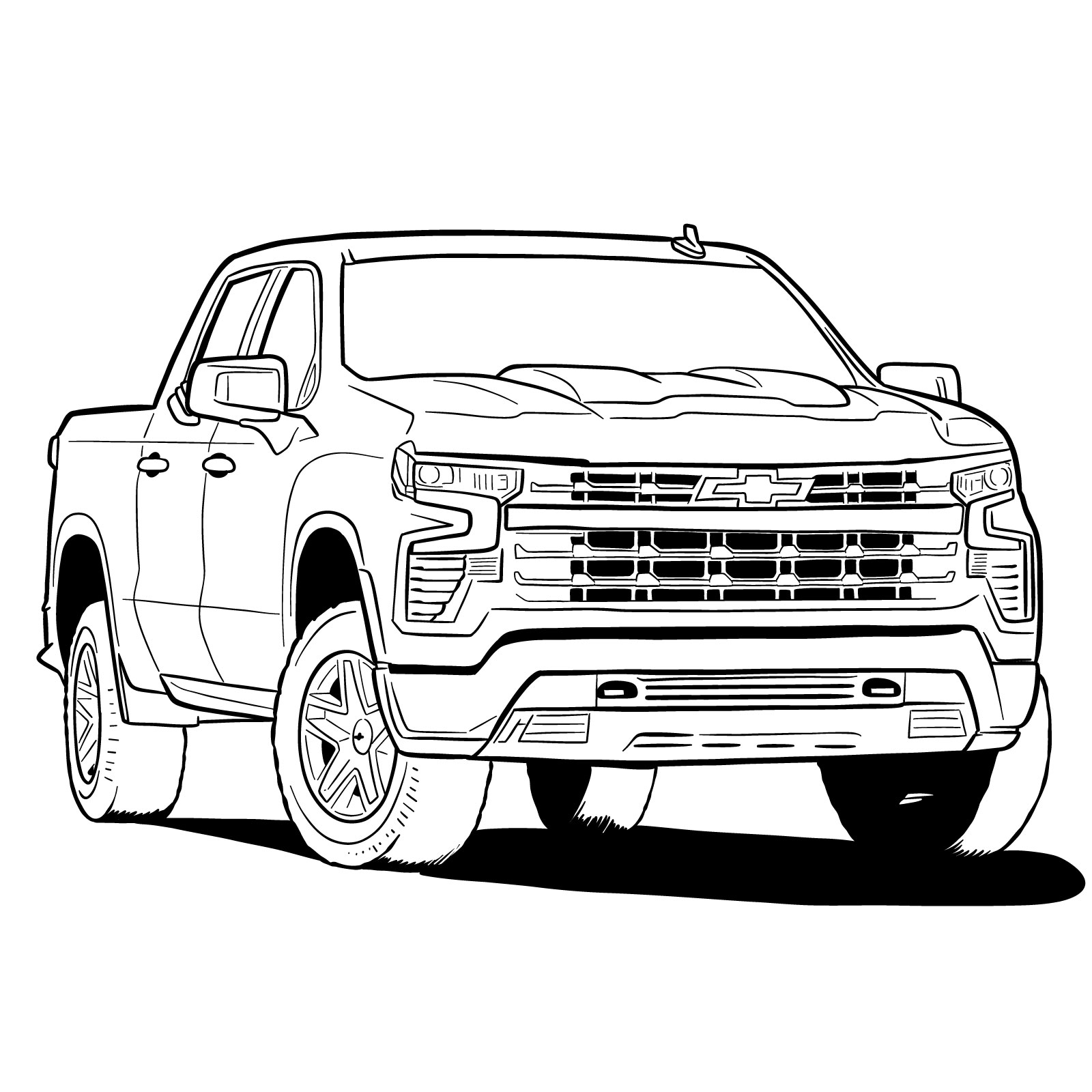 How to draw a chevy silverado