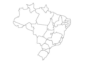 Outline map of brazil with states coloring picture by stevens social studies