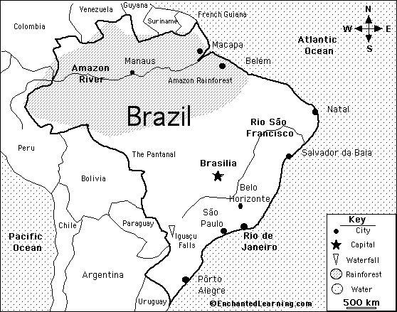 Map of brazil amazon rainforest animalhabitatsbadge brazil map brazil south america map