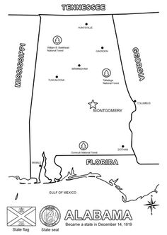 Alabama ideas alabama flag coloring pages state symbols