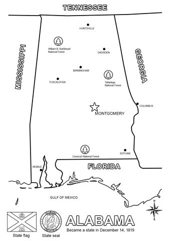 Click to see printable version of alabama map coloring page free printable coloring pages printable coloring pages free printable coloring