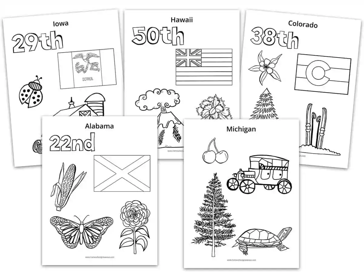 Free states coloring pages for us geography