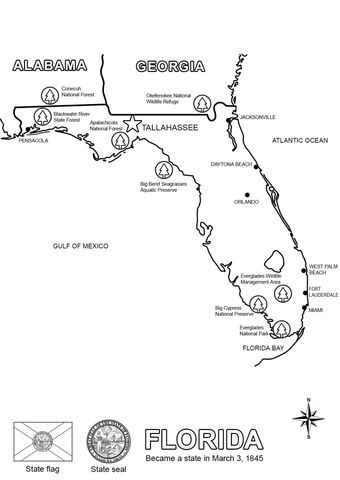 Florida map coloring page from florida category select from printable crafts of cartoons nature animâ map of florida flag coloring pages coloring pages