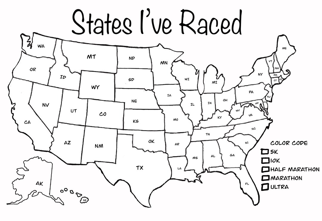 Coloring map track your races in different states