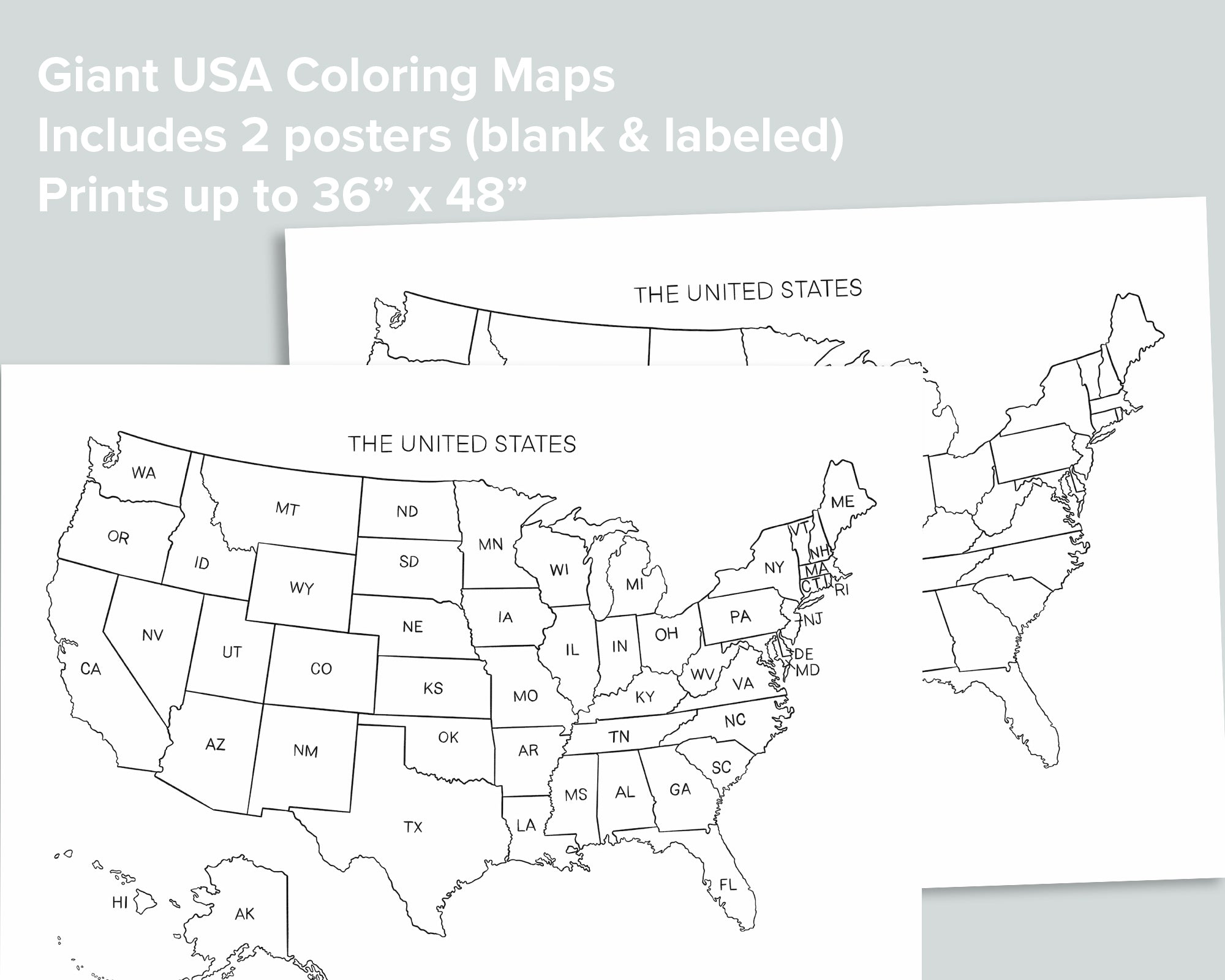 Giant usa map coloring poster â mornings together