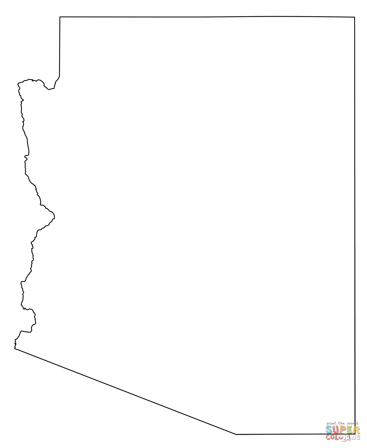 Outline map of arizona coloring page free printable coloring pages