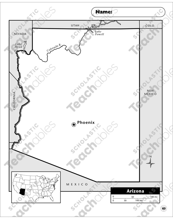 Arizona map printable maps