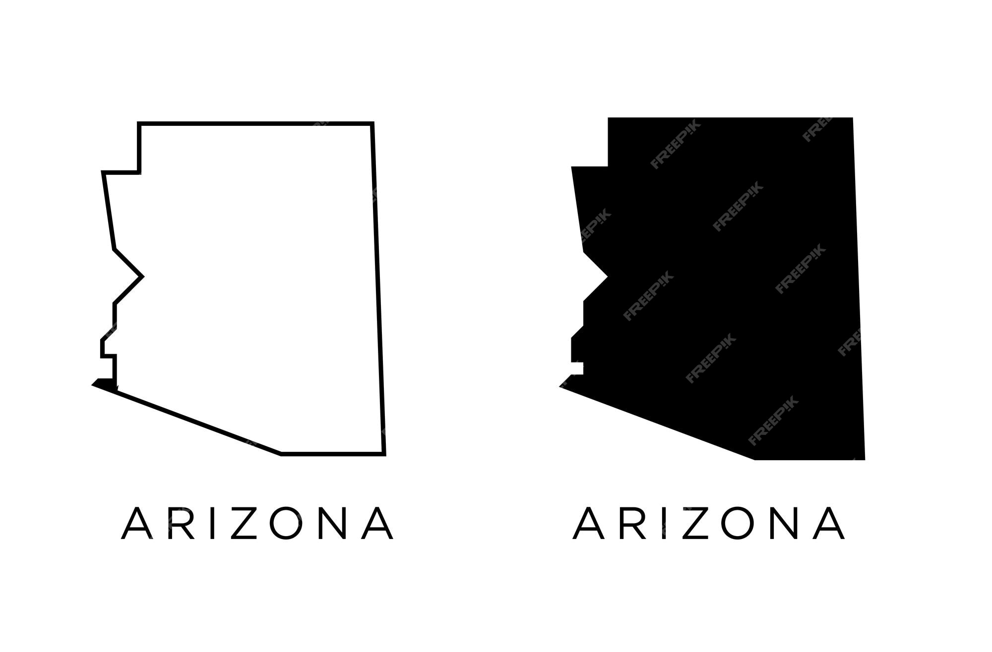 Premium vector arizona states of usa map icon outline style and flat vector silhouettes