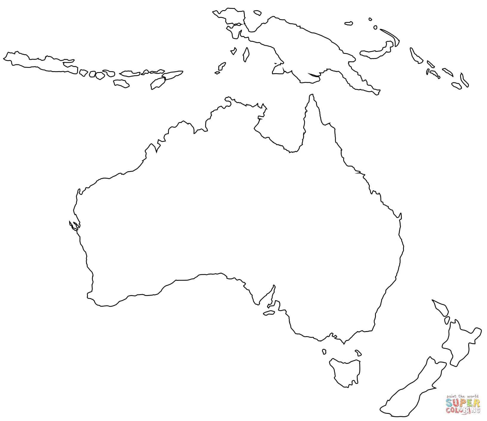 Outline map of australia coloring page free printable coloring pages