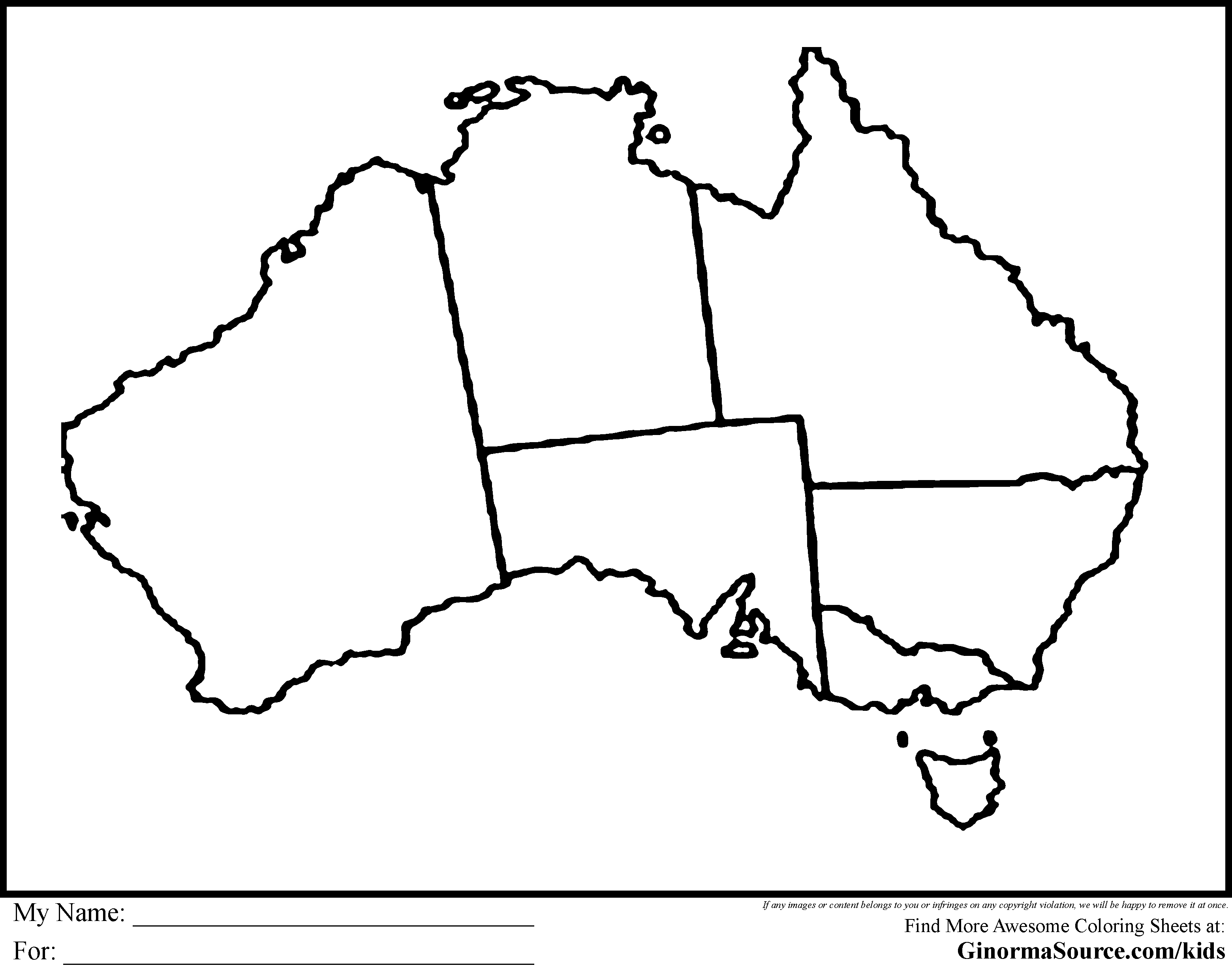 Australia map coloring page