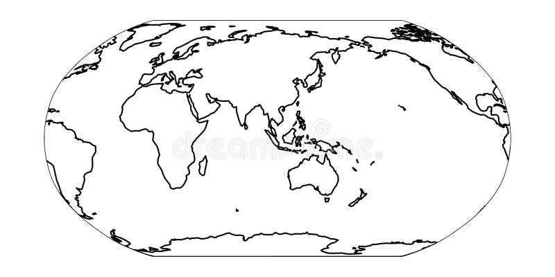 Outline map of world asia and australia centered stock vector