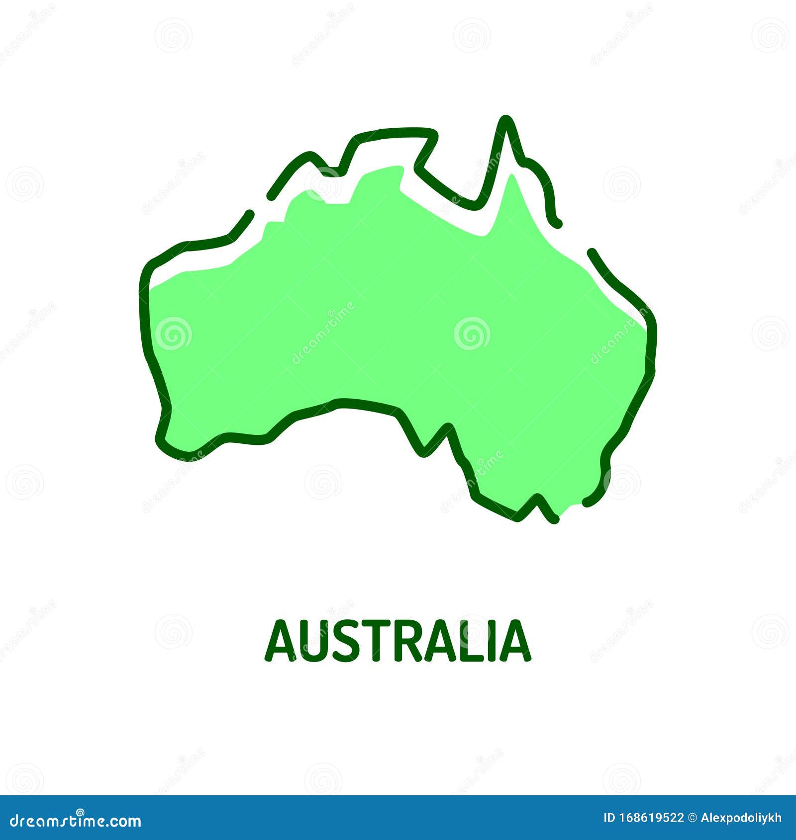 Australia map color line icon border of the country pictogram for web page mobile app promo ui ux gui design element stock illustration