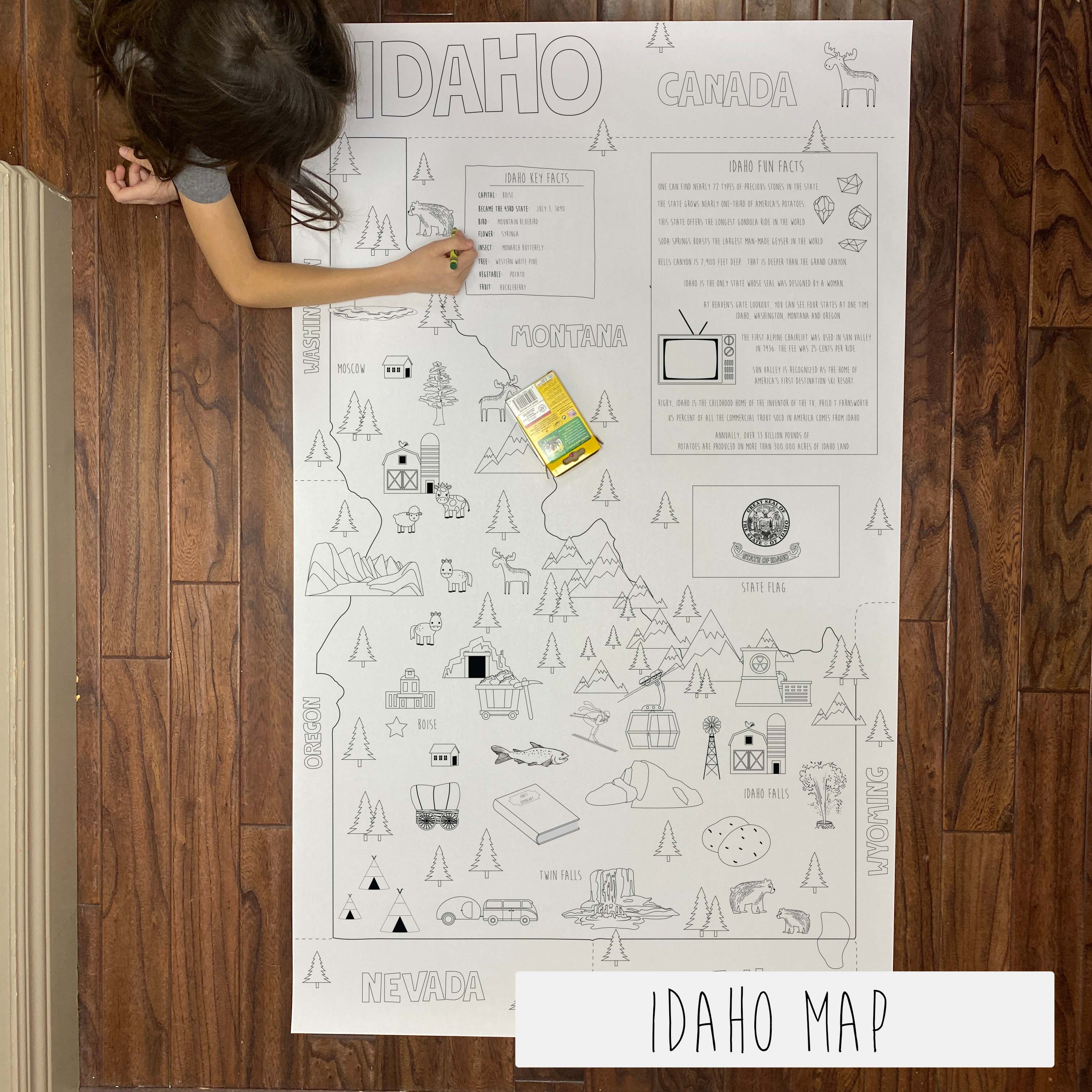 Idaho state map coloring sheet â