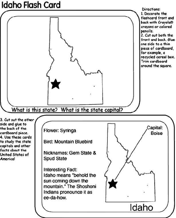 Us state flash cards