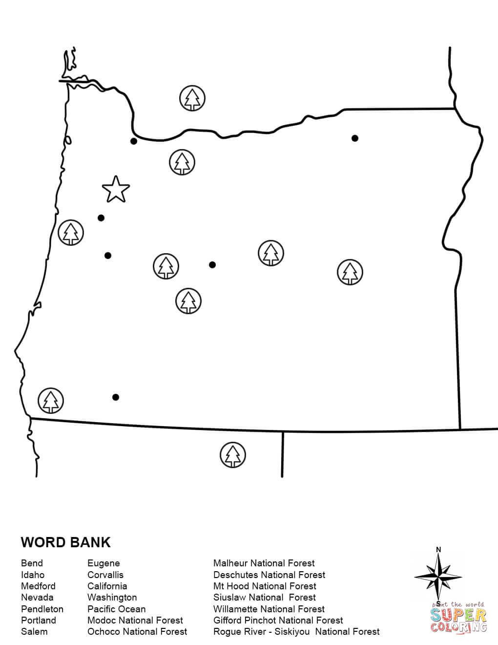 Oregon map worksheet coloring page free printable coloring pages oregon map map worksheets free printable coloring pages