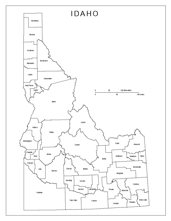 Idaho labeled map