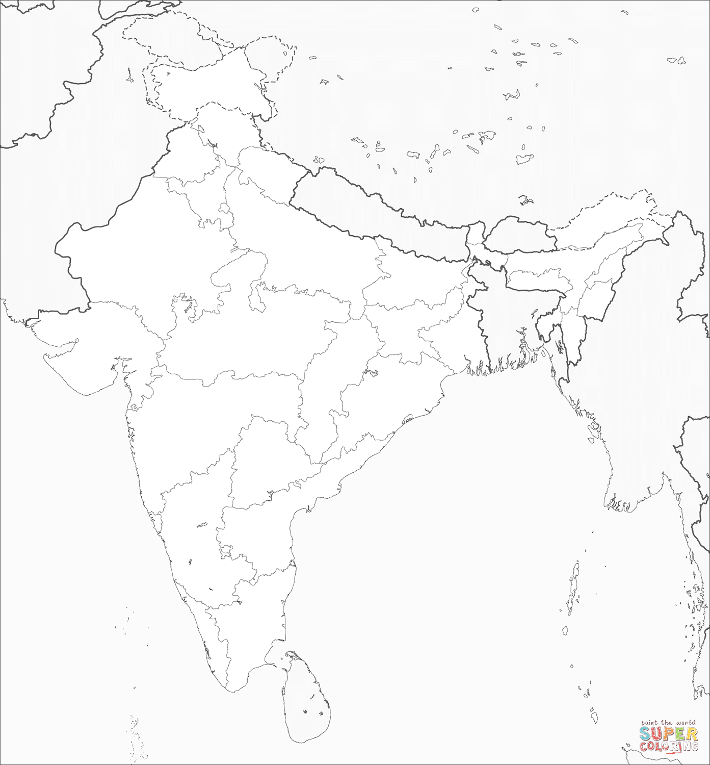 Map of india coloring page free printable coloring pages