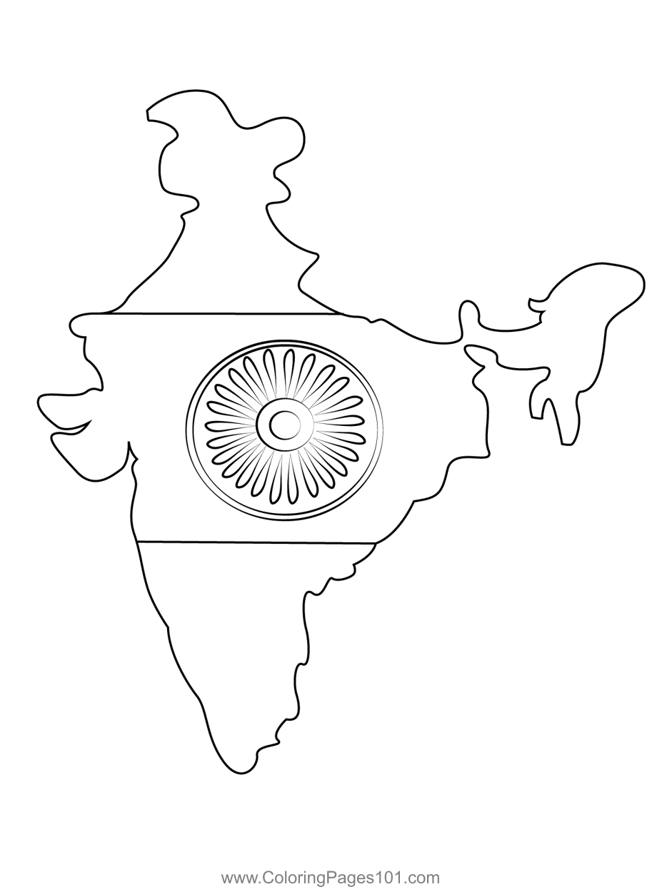 India map coloring page for kids