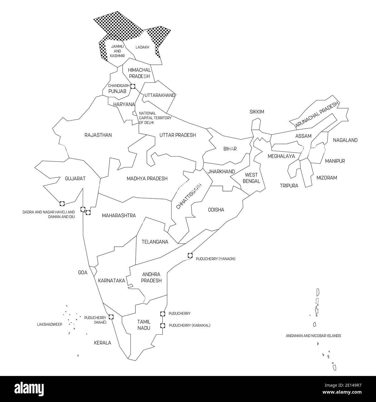 India map with states cut out stock images pictures