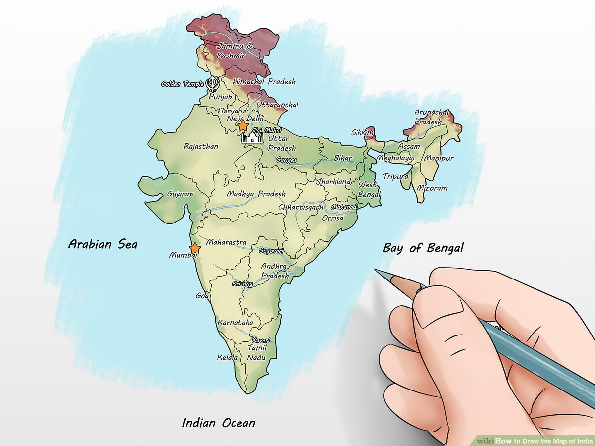 How to draw the map of india with pictures