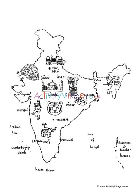 India map louring page